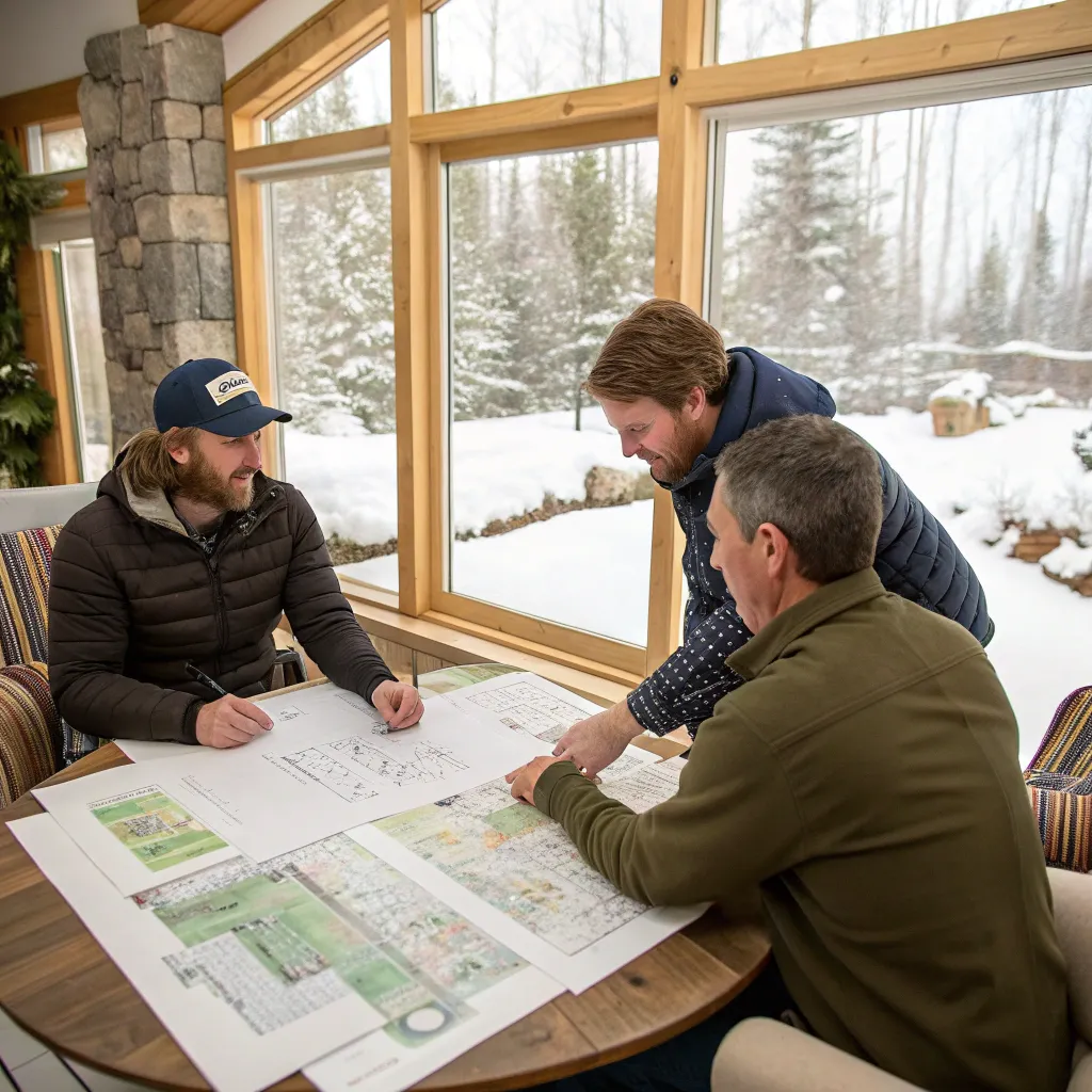 Founders discussing winter garden designs